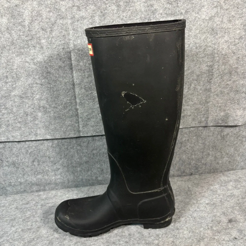 Hunter‎ Original Tall Black Matte Rubber Rain Boots Womens Wellington US7 EU38